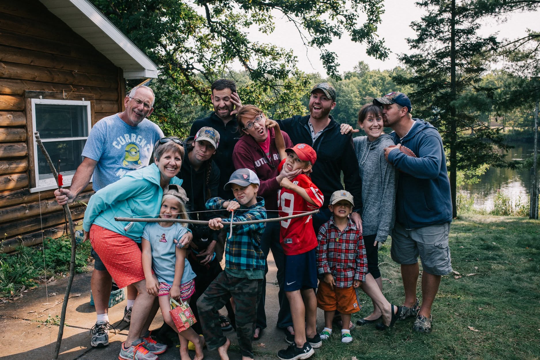 The Martin family together at the lake cabin