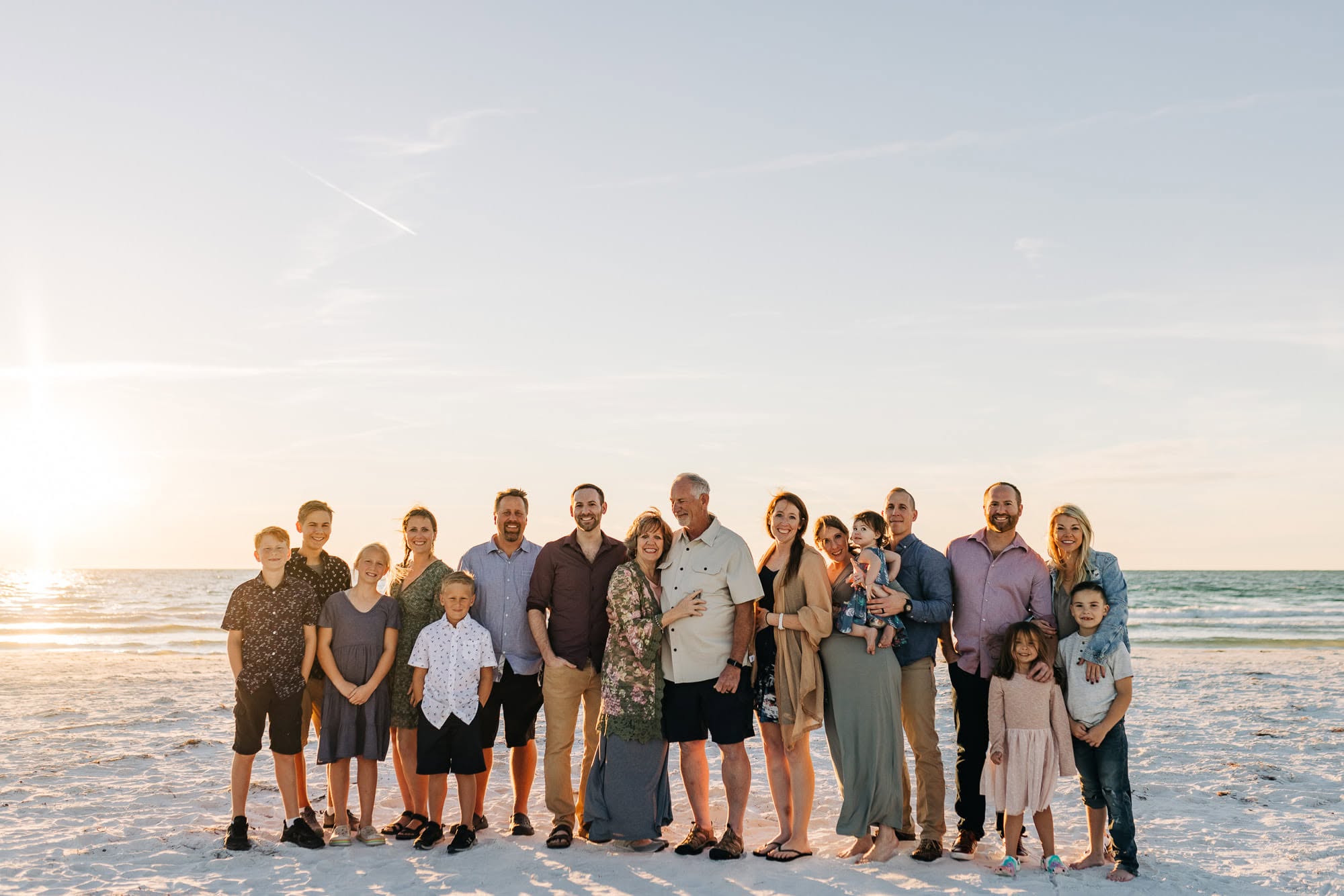 The Martin family on the beach at sunset